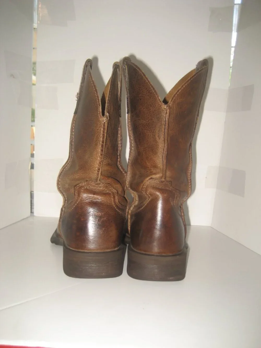 Men's Ariat Rambler Antiqued Brown Leather Square Toe Boots sz 9.5D